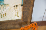 Miniature folk art painting: 'Handimam' signature, textured surface, and dark, chipped wood frame.