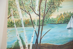 Vintage Folk Art Painting with Birch Trees // ONH Item 2271 Image 3