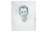 Vintage unfinished pencil portrait of a man, circa 1950s, light discoloration, 20