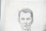 Upper right detail of the vintage unfinished pencil sketch on textured canvas.