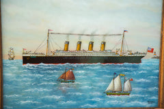 Vintage Milton Bond Titanic Reverse Glass Painting // ONH Item 2279 Image 2