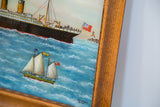 Milton Bond's signature and 1990 date on the vintage reverse glass painting, framed.