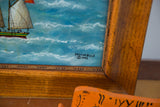 Artist Milton Bond's signature and 1990 date on the vintage reverse glass painting.