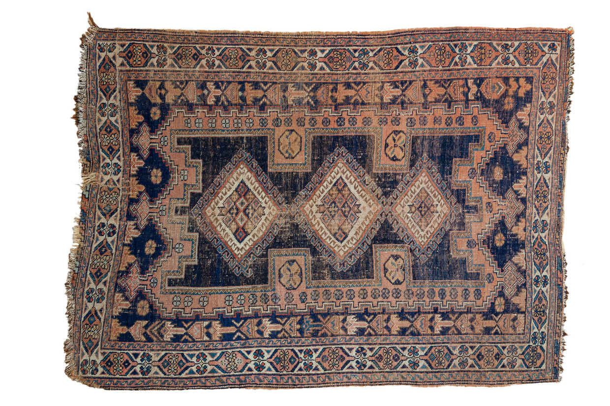 4x5 Antique Distressed Square Afshar Rug // ONH Item 2292