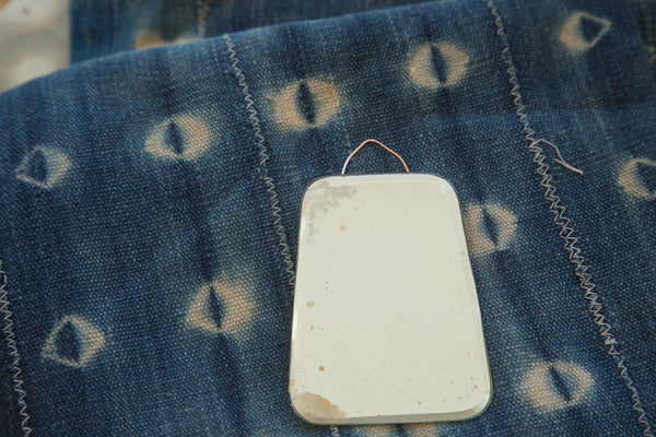 Small Antique Beveled Glass Mirror Copper Wire // ONH Item 2311-B