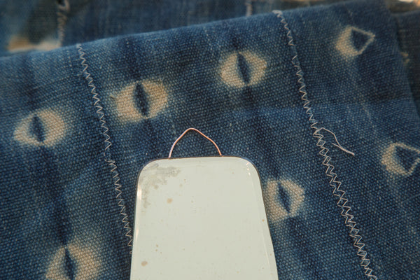 Small Antique Beveled Glass Mirror Copper Wire // ONH Item 2311-B Image 1