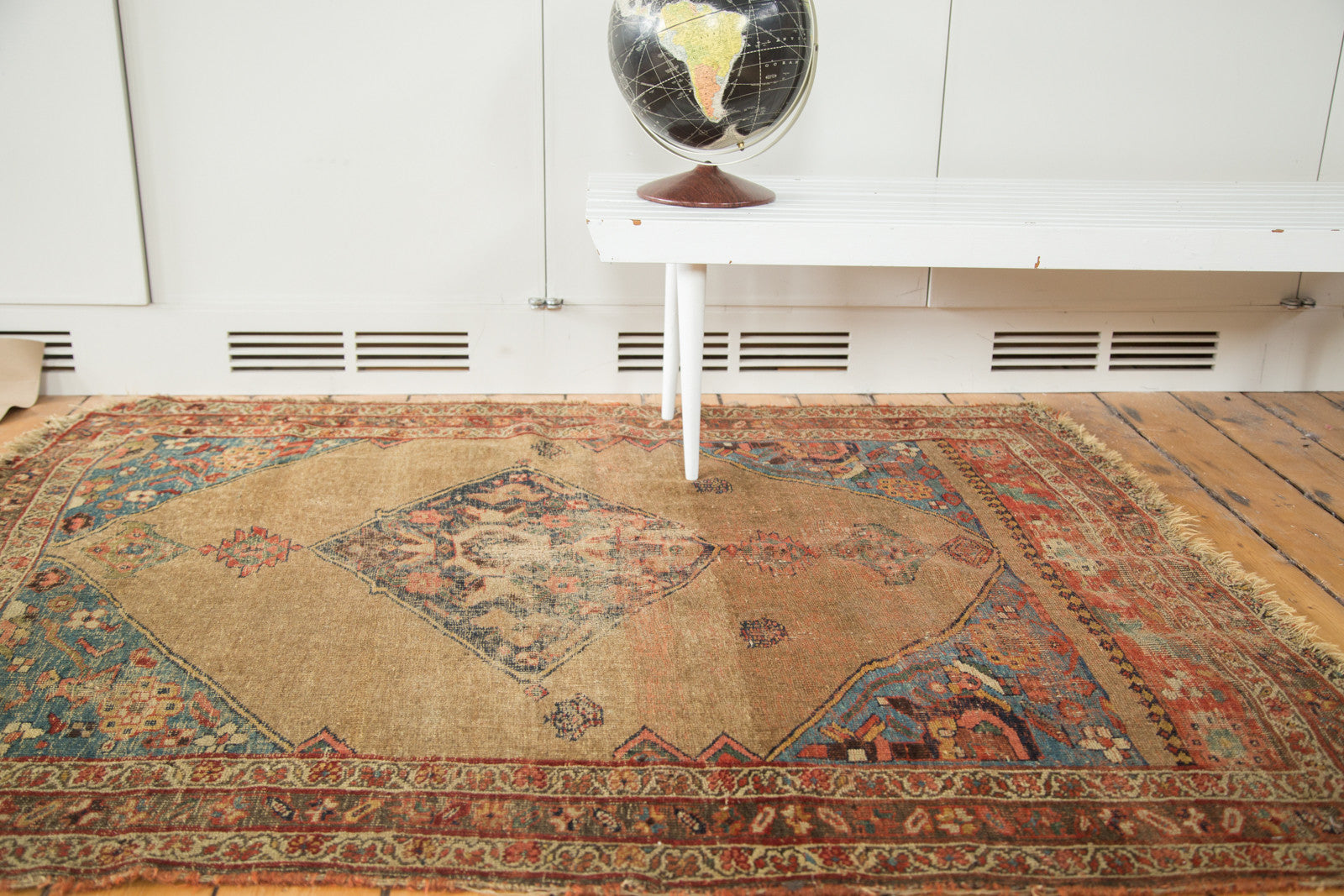 4.5x5.5 Antique Distressed Persian Halvei Bijar Square Rug // ONH Item 2313 Image 1