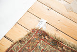 Distressed fringe and muted red, blue, beige border on an antique Halvei Bijar rug corner.