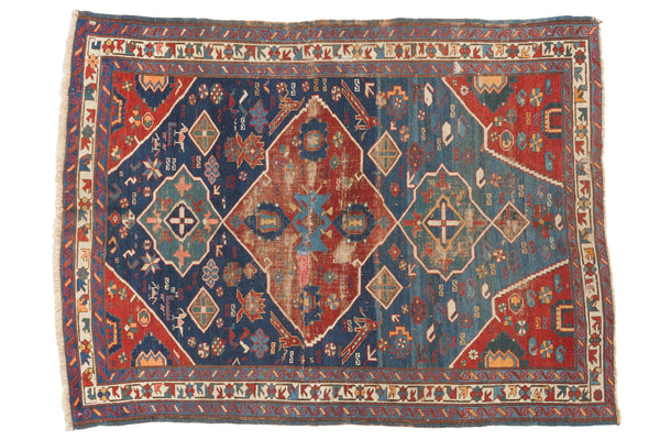 4x5 Antique Distressed Seichor Kuba Rug // ONH Item 2316