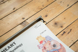 Metal dowel and artist signature on vintage 1950s Cram's Heart chart detail.