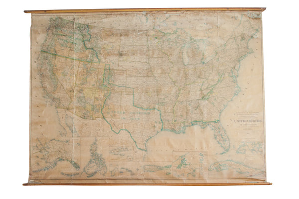 Oversize Pull Down Map Of USA // ONH Item 2320