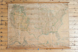 Vintage 1941 USA map, upper left, aged patina, faded green borders, wooden dowel.