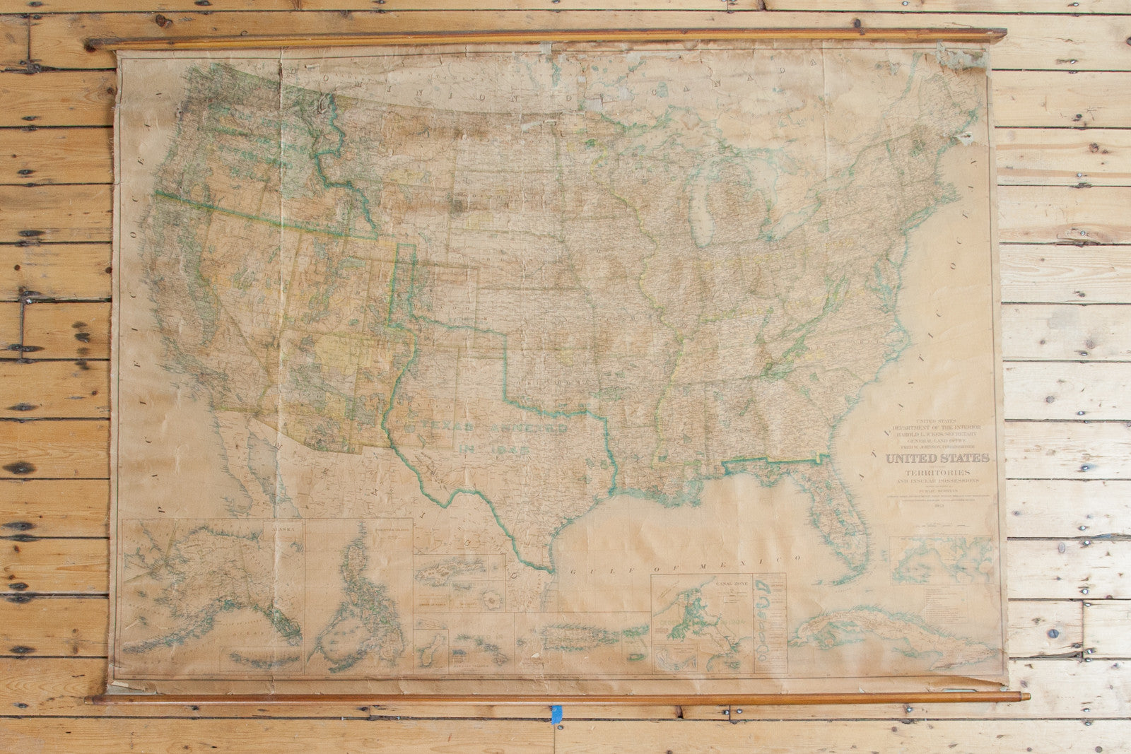 Oversize Pull Down Map Of USA // ONH Item 2320 Image 1
