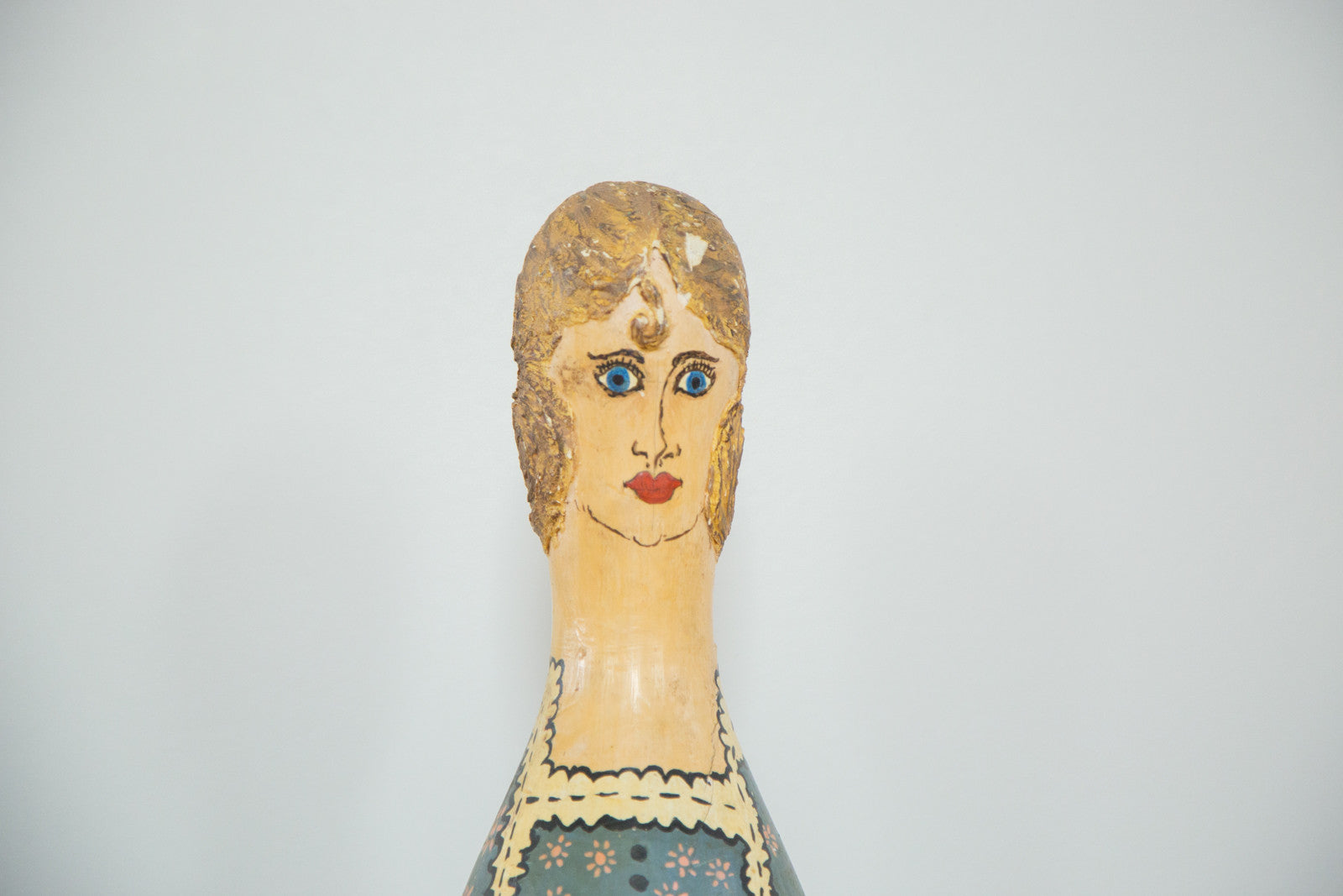 Vintage Folk Art Painting Bowling Pin // ONH Item 2328 Image 1