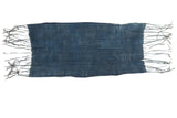 Collectible vintage African indigo throw, hand woven, deep denim blue with long tassels.