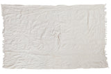 Ivory vintage African textile throw, finely hand-woven with subtle stripes and short fringe, 3'9
