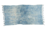 Collectible hand woven vintage African indigo textile throw with powder and denim blue stripes, 3x6 feet.