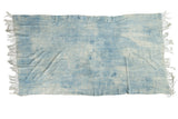 Collectible hand woven African indigo throw, powder and light blue mottled cotton, 3'5