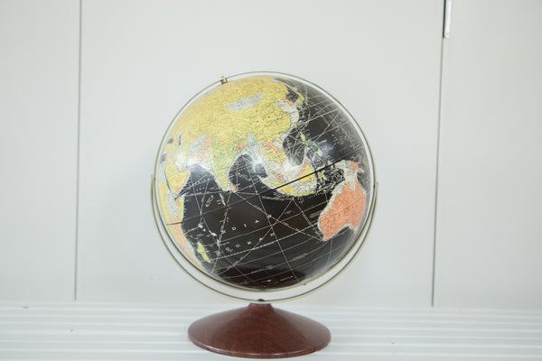 Vintage 1960s Rand McNally Black Globe // ONH Item 2391