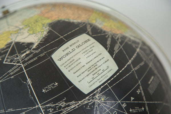 Vintage 1960s Rand McNally Black Globe // ONH Item 2391 Image 7