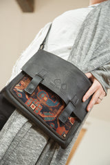 Handmade Rug Fragment Leather Messenger Bag // ONH Item 2409 Image 6