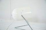 Mid Century spotlight desk lamp, white enamel chipped on side, chrome base.