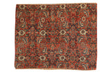 Antique Bijar fragment mat, bold red, intricate floral designs, 2'4