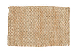 Hand braided gold entrance mat with a tight natural fiber weave, 2' x 3'1
