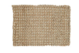 Beige natural fiber hand woven entrance mat featuring a subtle checkerboard pattern, 2'3