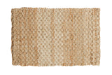 Beige hand-braided entrance mat with a dense natural fiber weave, 2' x 3'1