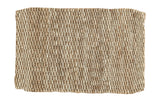 Hand braided natural fiber entrance mat with thick beige and tan texture, 2' x 3'2
