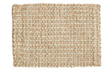 Hand braided beige entrance mat with natural fiber woven texture, 2'3