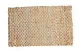 Hand braided ivory entrance mat with textured natural fibers, 2' x 3'2