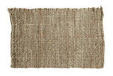 Grey hand braided entrance mat featuring a coarse, hand woven natural fiber texture, 2'1