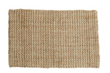 Hand braided gold entrance mat with a textured natural fiber weave, 2'1