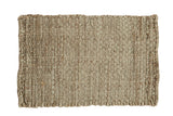 Beige hand braided entrance mat of natural hemp, jute, sisal, 2'1
