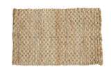 Hand-braided gold entrance mat of natural hemp, jute, sisal fibers, 2' x 3'2
