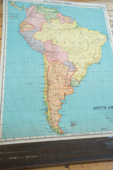 Antique Nystrom Pull Down Map of South America // ONH Item 2468 Image 2