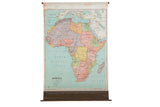 Antique Nystrom pull-down map of Africa, vibrant 1930s pastel countries, 60