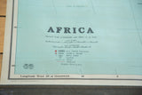 Antique Nystrom Map of Africa detail, showing map title, aqua background, and legend.
