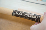 Original wooden roller of the vintage map with 