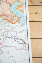Vintage Nystrom Europe map displaying Persia, Iraq, Caspian Sea, and paper edge.