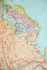 Vintage Europe map detail showing vibrant Scandinavia and western Soviet Union regions.