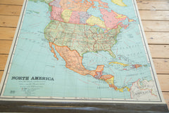 Antique Nystrom Pull Down Map of North America // ONH Item 2473 Image 1