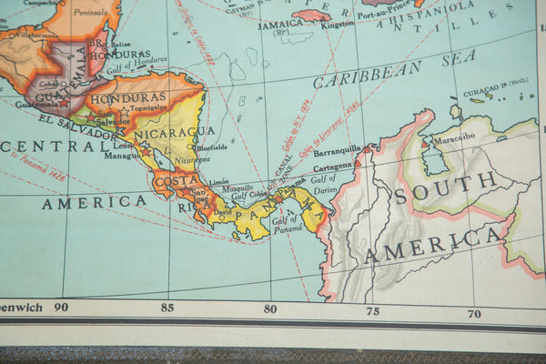 Antique Nystrom Pull Down Map of North America // ONH Item 2473 Image 3