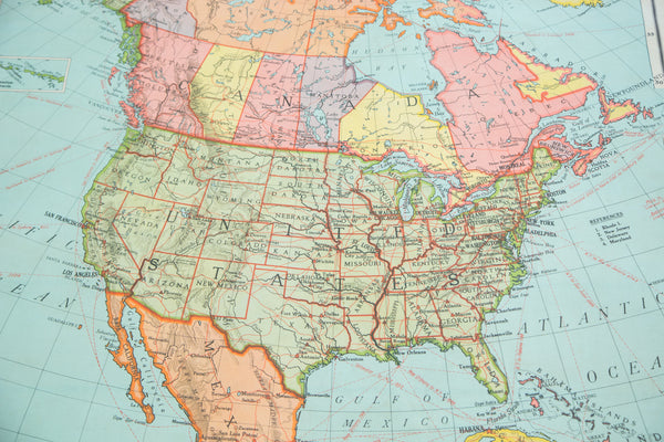 Antique Nystrom Pull Down Map of North America // ONH Item 2473 Image 4