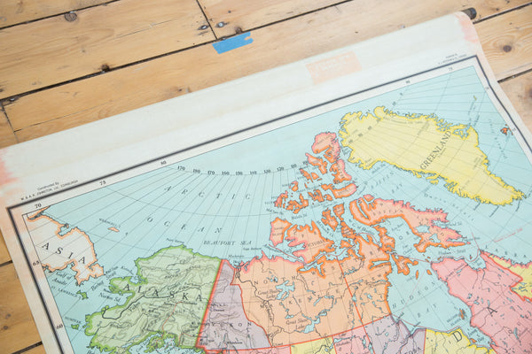 Antique Nystrom Pull Down Map of North America // ONH Item 2473 Image 5