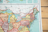 Nystrom map close-up: vibrant Great Lakes, Northeastern US, and rippling canvas.