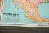 Detail of antique 1930s Nystrom USA & Mexico map with legend and aged paper texture.