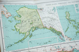 Detail of vintage map with green Alaska and United States Territories and Possessions.
